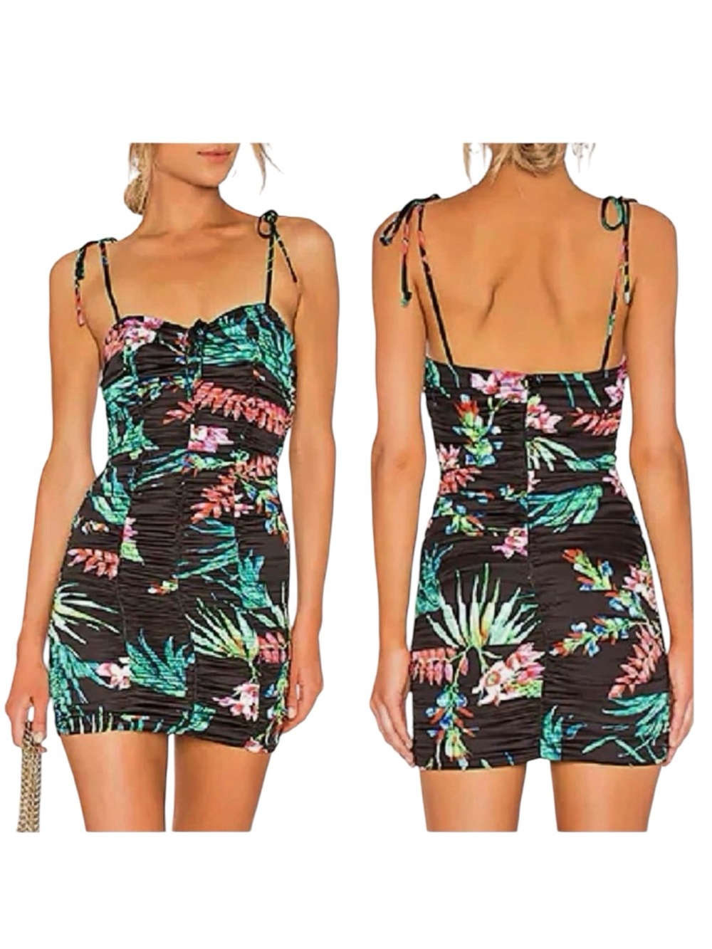Lovers + Friends 🌟Ruched Mini Dress in Miami Floral XS NWOT